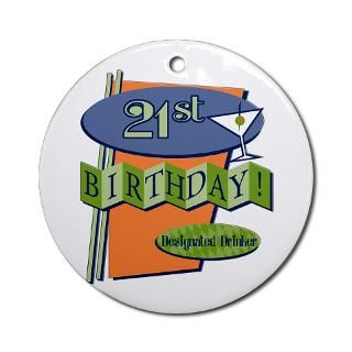 21 Gifts  21 Seasonal  Retro 21st Birthday Ornament (Round)