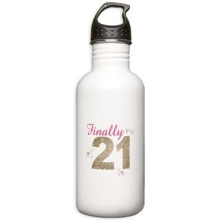 finally 21 happy 21st birthday water bottle