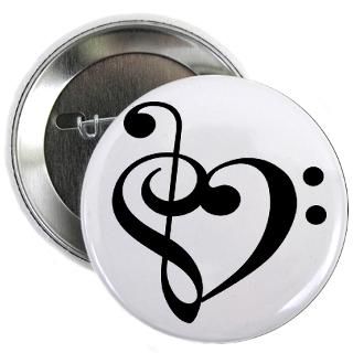 Gifts  Bass Clef Buttons  Treble Bass Clef Heart 2.25 Button