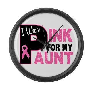 Wear Pink For My Aunt 31 Large Wall Clock for $40.00