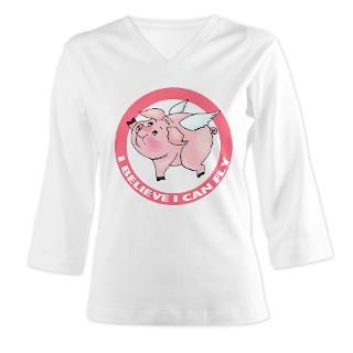 FIN cute flying pig TRANS.png 3/4 Sleeve T shirt