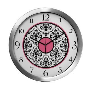 Pink Black White Damask Elegant Clock Modern Wall for $42.50