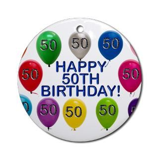 50 Gifts  50 Home Decor  Happy 50th Birthday Ornament (Round)
