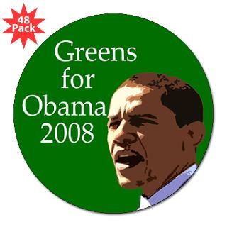 Greens for Obama (48 Lapel Stickers)  Barack Obama 2008 Campaign
