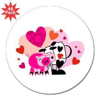 Pig and Cow In Love 3 Lapel Sticker (48 pk) Sticker by keepsake_arts