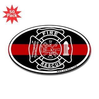 Firefighter Thin Red Line Oval Sticker (50 pk) for $140.00
