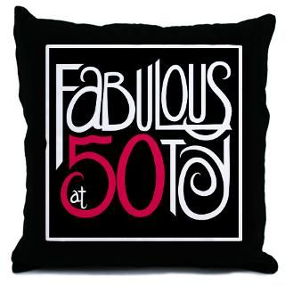 50 Gifts  50 More Fun Stuff  Fabulous at 50 Black Throw Pillow
