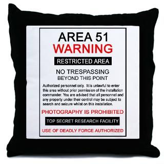 Area 51 Warning Throw Pillow