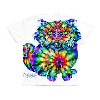 Tabby Tie Dye Cat Kids All Over Print T Shirt