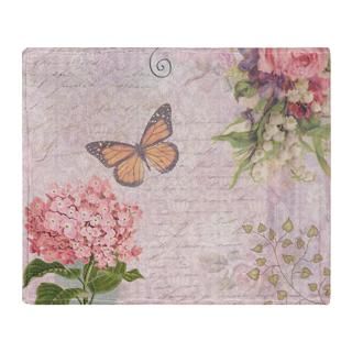 Vintage Pink flowers and butterfly Stadium Blanket for $59.50