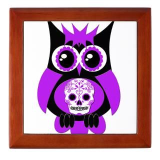 Purple Sugar Skull Owl Wall Clock by NaturesLittleTreasures
