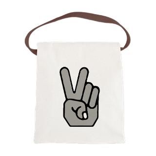 peace hand symbol canvas lunch bag $ 14 85