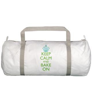 Keep Calm Bake On Blue Green Gym Bag by GingerlyCreatedDesigns