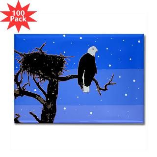 and Entertaining  Winter Bald Eagle Rectangle Magnet (100 pack