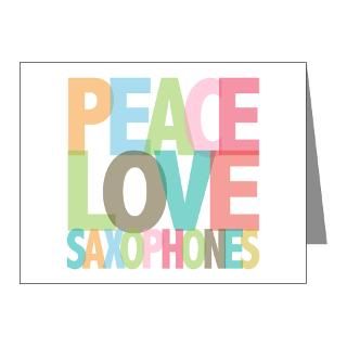 Peace Love Saxophones Note Cards (Pk of 20)