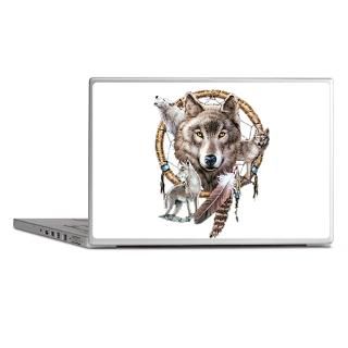 Animal Gifts  Animal Laptop Skins  4 Wolves with Feathers Laptop