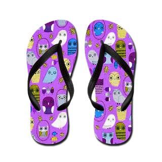 Funny Purple Owls Flip Flops by KnockYourSocksOffWearFlipFlops