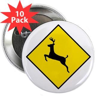 Deer Crossing Sign   2.25 Button (10 pack)
