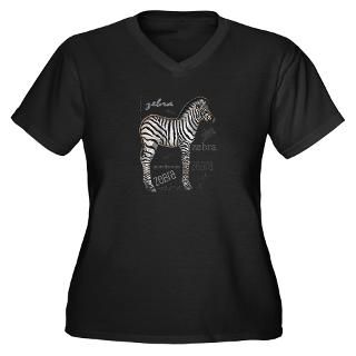 Baby zebra Womens Plus Size V Neck Dark T Shirt