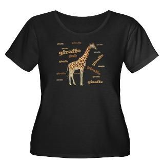 Giraffe Womens Plus Size Scoop Neck Dark T Shirt