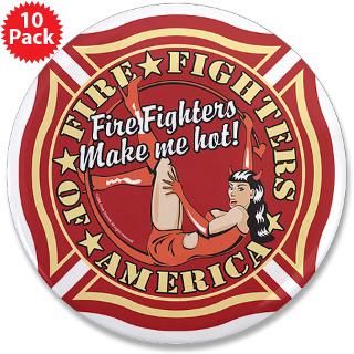 Patriotic Fire Fighter Pinup Girl 3.5 Button (10