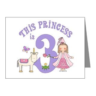 Note Cards  Unicorn Princess 3rd Birthday Invitations (10 pk