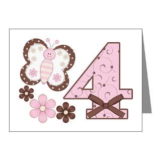 Pink Butterfly 4th Birthday Invitations (Pk of 10) for