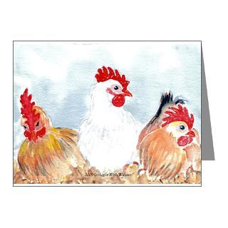 Three Hens Blank Note Cards Pkg of 10 for