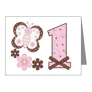 Note Cards  Pink Butterfly First Birthday Invitations (20 Pk