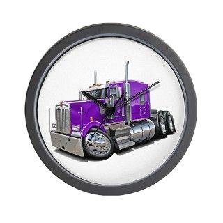900 Gifts  900 Living Room  Kenworth W900 Purple Truck Wall Clock