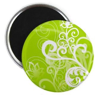 Blue Gifts  Blue Kitchen and Entertaining  GREEN FLORAL (12) Magnet