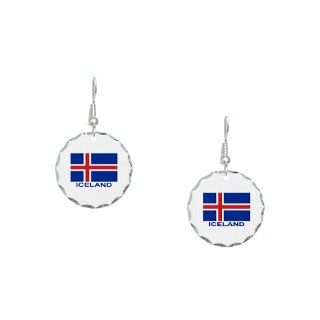 Bjork Gifts  Bjork Jewelry  Icelandic Flag (labeled) Earring Circle