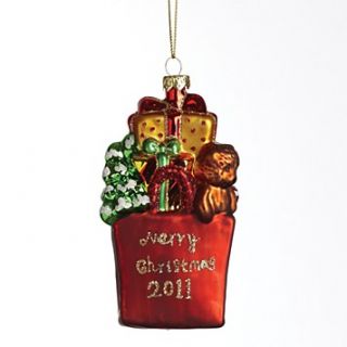 Glass Merry Christmas 2011 Shopping bag ornament