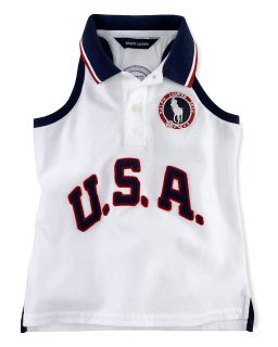 Ralph Lauren Childrenswear Girls Team USA Olympic Sleeveless Polo