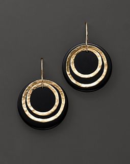 Onyx Disc Earrings with 14 Kt. Yellow Hammered Gold