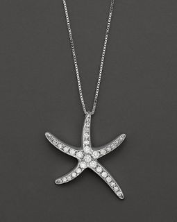 Diamond Starfish Pendant in 14 Kt. White Gold, 0.25 ct. t.w