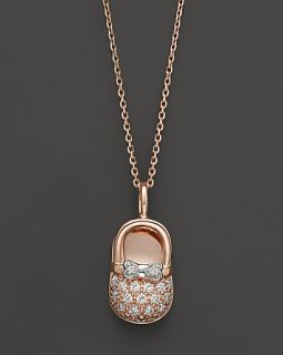 Diamond Baby Girl Shoe Pendant Necklace in 14K Rose Gold, .15 ct. t.w