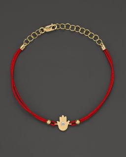 Meira T Diamond And 14K Yellow Gold Hamsa Hand Red String Bracelet