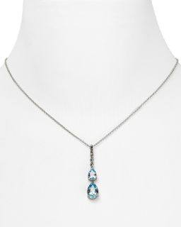 Silver Marcasite Divine Blue Topaz Necklace, 16