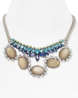 Aqua Embellished Statement Necklace, 16