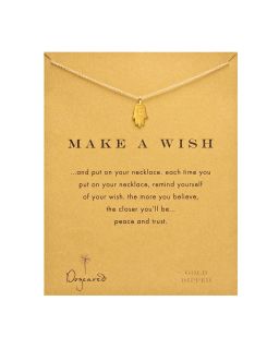 Gold Make a Wish Reminder Hamsa Necklace, 18