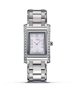 Fendi Rectangular Loop Stainless Steel Watch with Diamonds, 34mm x