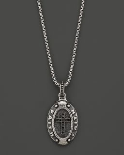 and Black Spinel Oval Faith Pendant Necklace, 24