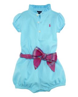 Infant Girls Solid Mesh Romper   Sizes 9 24 Months