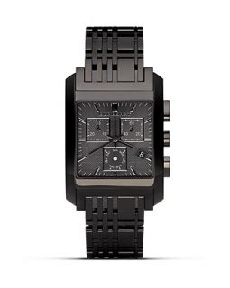 Square Black Watch with Check Bracelet, 33 X 33mm