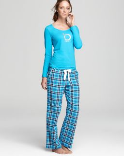 jersey top yarndye cotton flannel pants with satin trim orig $ 36 00