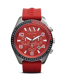 Armani Exchange Red Silicone Chronograph Watch, 47mm