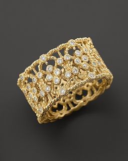18K Gold Laurel Band Ring with Diamonds, .49 ct. t.w.