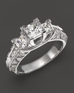  Cut 3 Stone Ring in 14K White Gold, 1.50 ct.tw.