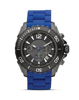 Michael Kors Mens Round Gunmetal Watch on Blue Silicone Wrapped